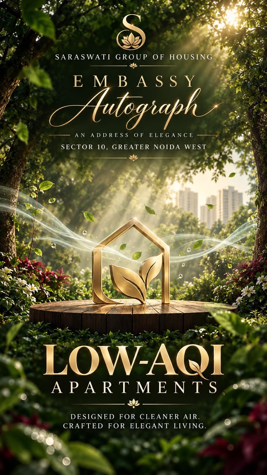 Embassy Autograph creative — Designed for cleaner air, crafted for elegant living, low-AQI apartments